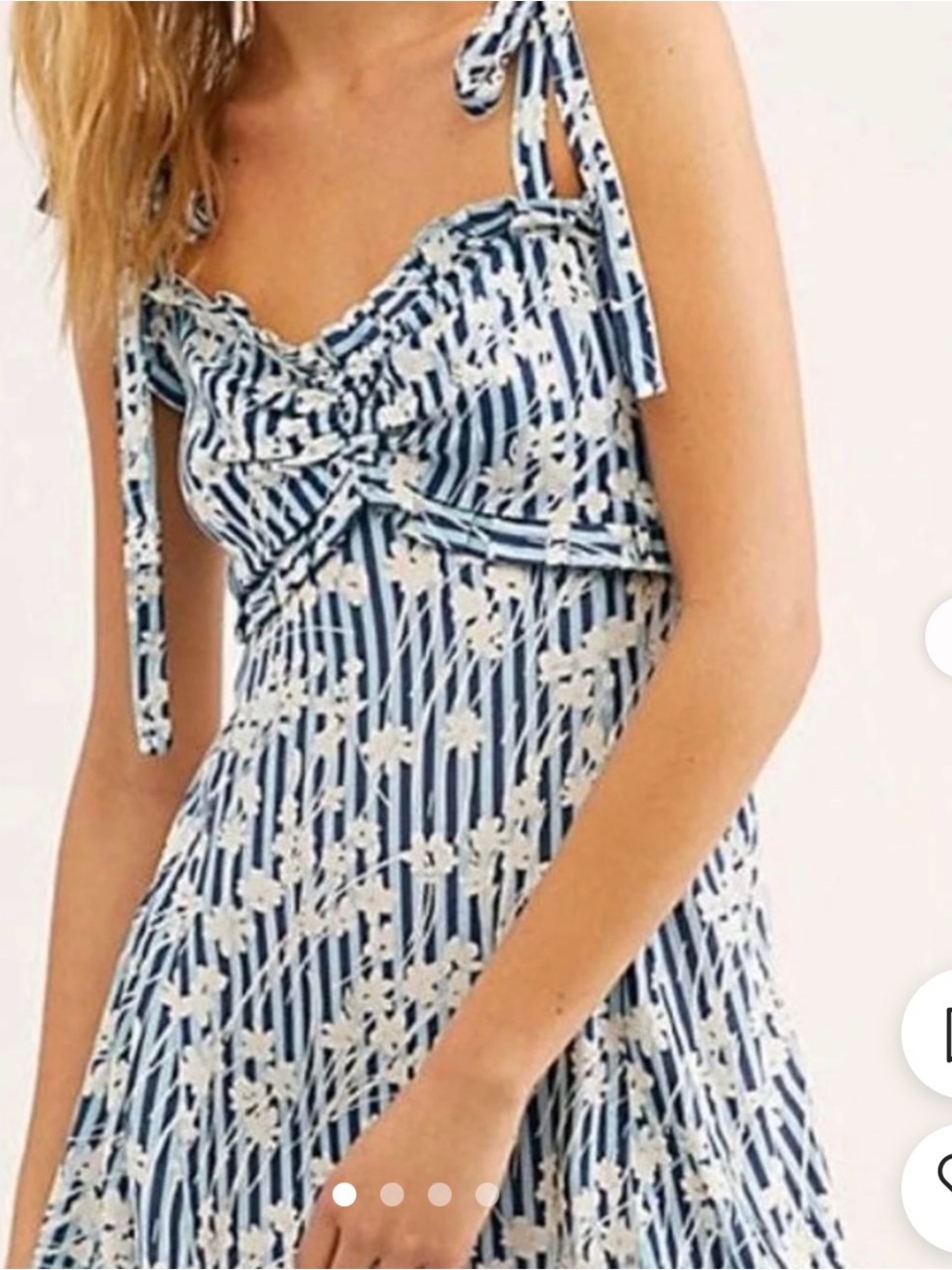 Free People Love Like This floral Navy and Light Blue Floral Smocked mini dress